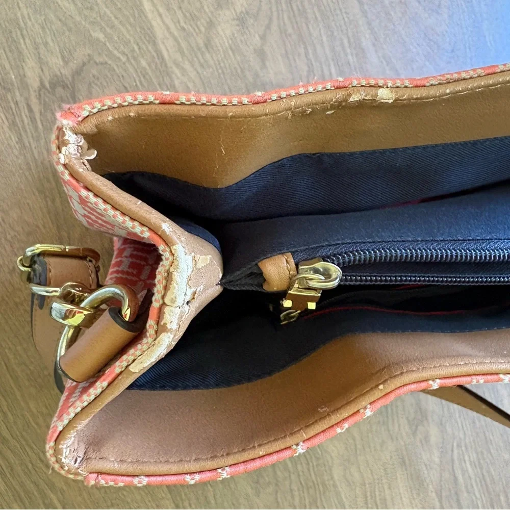 Tommy Hilfiger Coral Logo Tote with Tan Handles